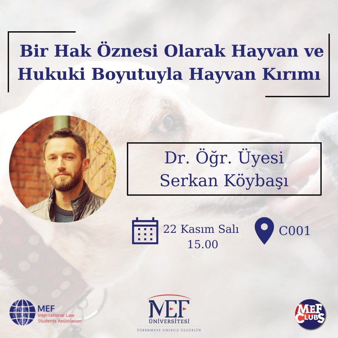 MEFILSA's tweet photo. Merhaba,

MEF ILSA Kulübü olarak dönemin ilk etkinliğiyle karşınızdayız!🥳

22 Kasım Salı günü saat 15.00'te Doktor Öğretim Üyesi Serkan Köybaşı'yı ağırlayacağımız etkinliğe davetlisin! 

Etkinliğimiz için sen de aşağıdaki formu doldurarak yerini ayırmayı unutma. https://t.co/cEmvfNJIbC