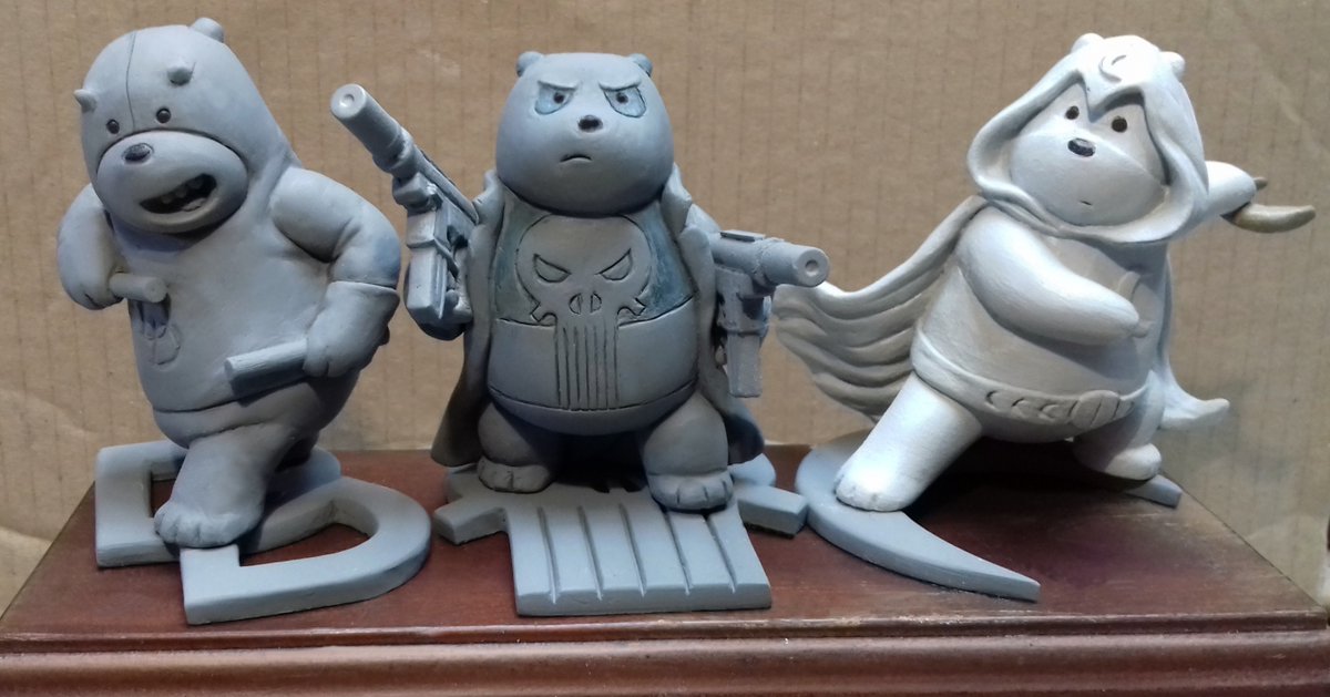 SculptAndDesign's tweet photo. The We Bare Bears/Marvel crossover characters featuring Grizz as Daredevil, Panda as Punisher, Ice Bear as Moon Knight! #WeBareBears #CartoonNetwork #Grizz #Panda #IceBear #sculpt #Sculpting #art #Fanart #Marvel #Daredevil #DaredevilBornAgain #MattMurdock #FrankCastle #MoonKnight https://t.co/GcB4MTJSvb