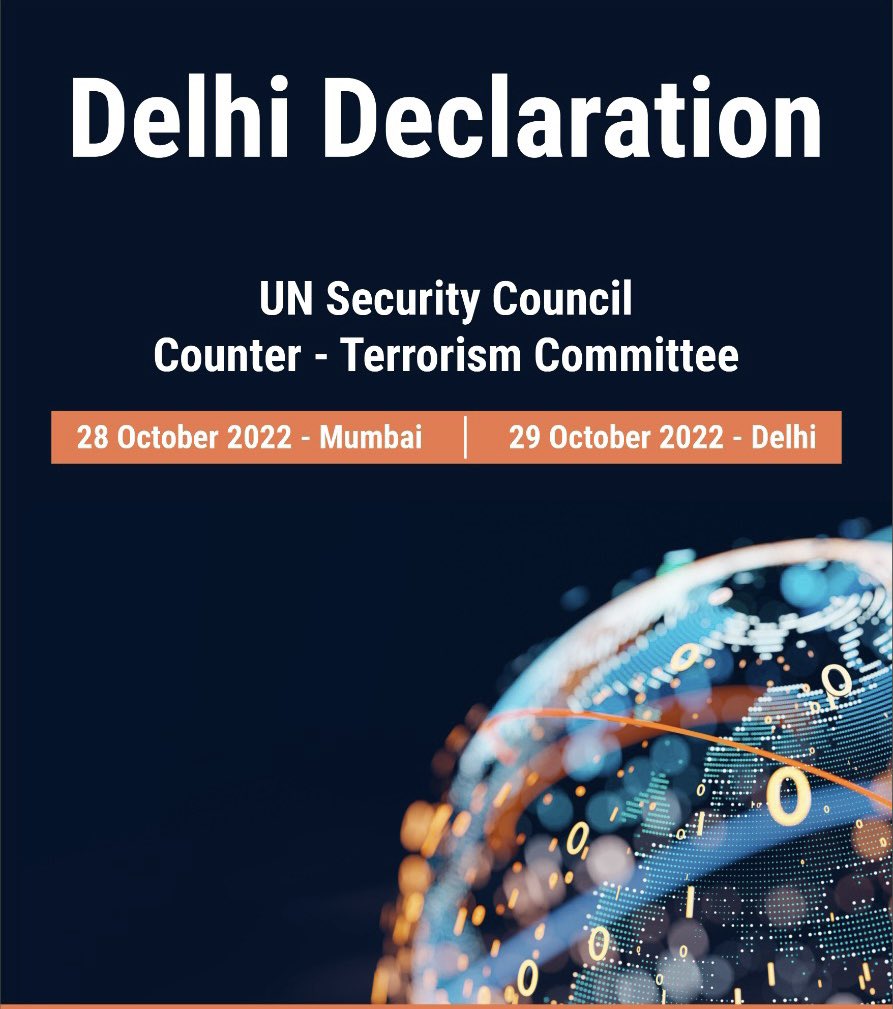 Adopted! The Delhi Declaration on countering the use of new and emerging technologies for terrorist purposes. Topical and relevant. #counterterrorism