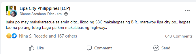 Need rescue po

#PaengPh Batangas 
Lipa City