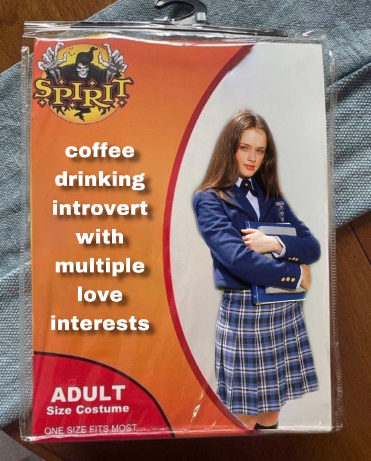 thinkergilmore's tweet photo. rory gilmore halloween costume just arrived https://t.co/GsmfT0DRqQ