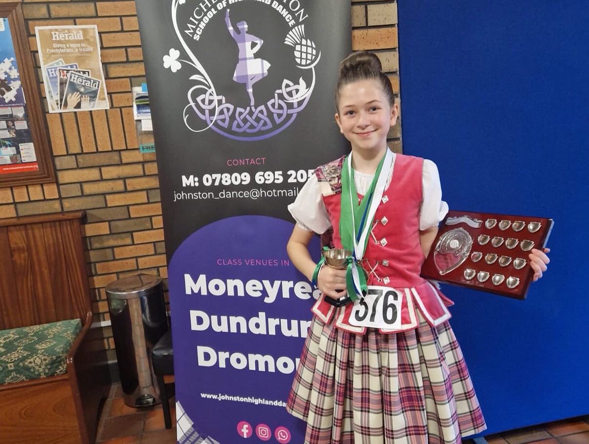 SchombergSoc's tweet photo. Fantastic results coming in already for our #Kirknarra Highland Dancers who are competing today in Clough. 

It’s terrific to see our team winning trophies and shields, as well as lots more medals to add to the collection. 

#TeamKirknarra #UlsterScots #HighlandDance https://t.co/oPmtTPJBNu