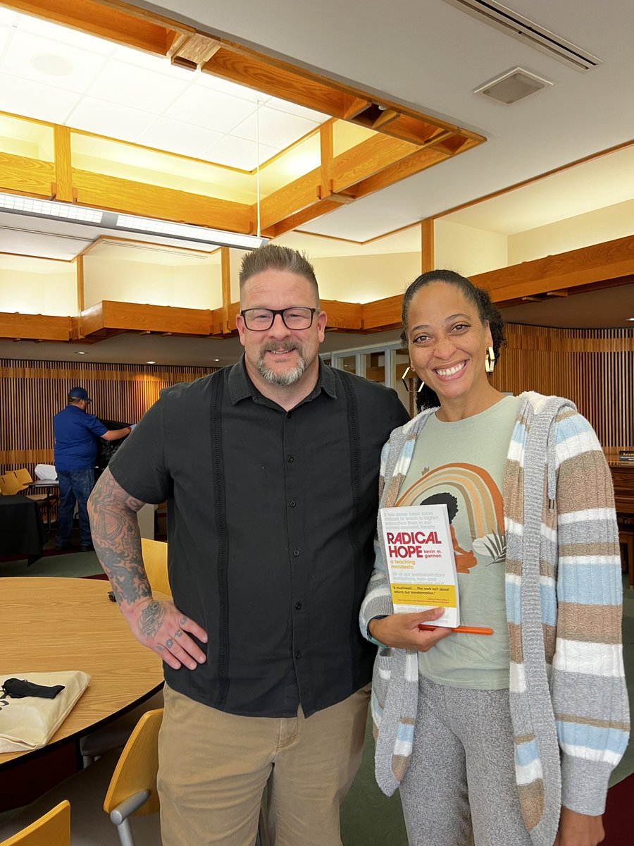 DrLaShawn_'s tweet photo. It’s not every day you get to nerd out with the dude you quote from 13th about the book he wrote that’s helping you realize you’re so very burnt out from academia but love the classroom enough to commit to intentional self-care as an act of radical hope. Thanks @TheTattooedProf https://t.co/dbHgScvYvJ