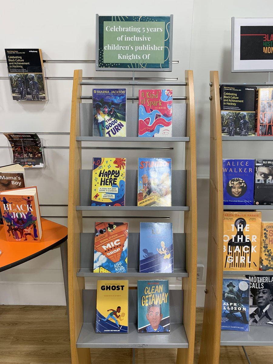 Sawda_P's tweet image. Celebrating 5 years of @_KnightsOf 
at #ShoreditchLibrary with a display of their wonderful books! 😍📚