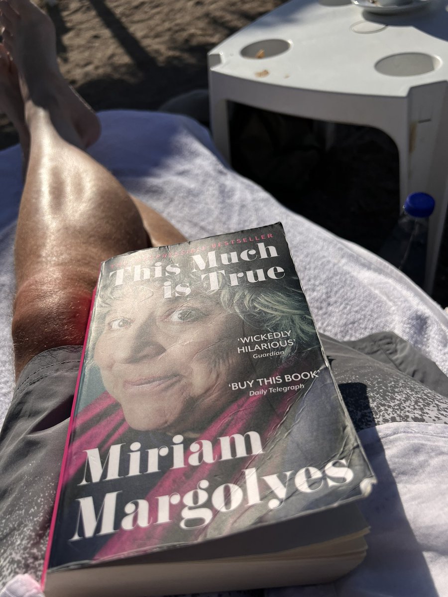 Lovely weather in the beach today,sending ❤️☀️ to @LongwellRecords family today holiday reading @MMargolyes #greece