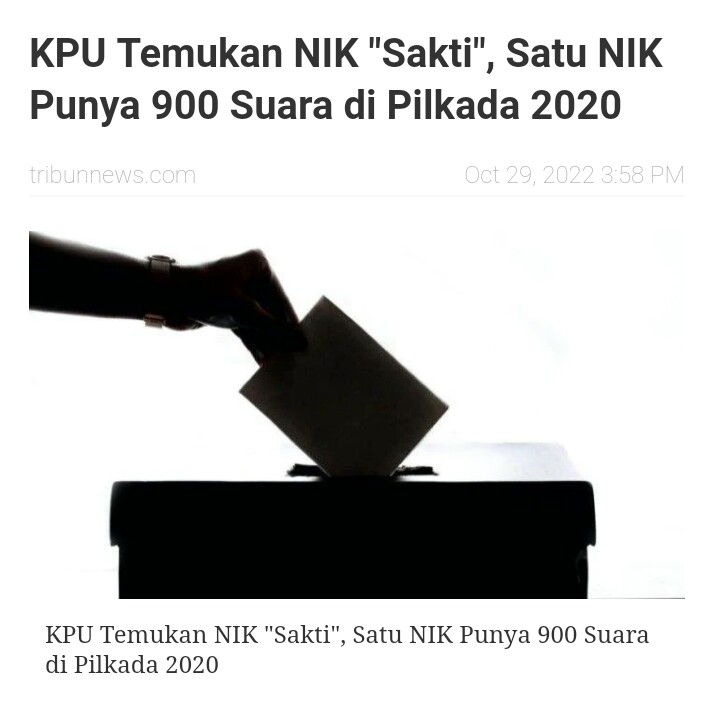 indowfofficial's tweet photo. KPU TEMUKAN NIK "SAKTI", SATU NIK PUNYA 900 SUARA DI PILKADA 2020.

👉 Apakah ini benar? 

Cc @KPU_ID 
@LaNyallaMM1
@LaNyallaAcademy
@alisyarief
@choymarkochoy
@patualanggaAsse
@PanciB0zz
@RamaArsd
@Singa_Nala
@AkiOjanse
@CutSarina5
@papa_loren

https://t.co/ZiZyh7f4kv https://t.co/rTLxignc3E