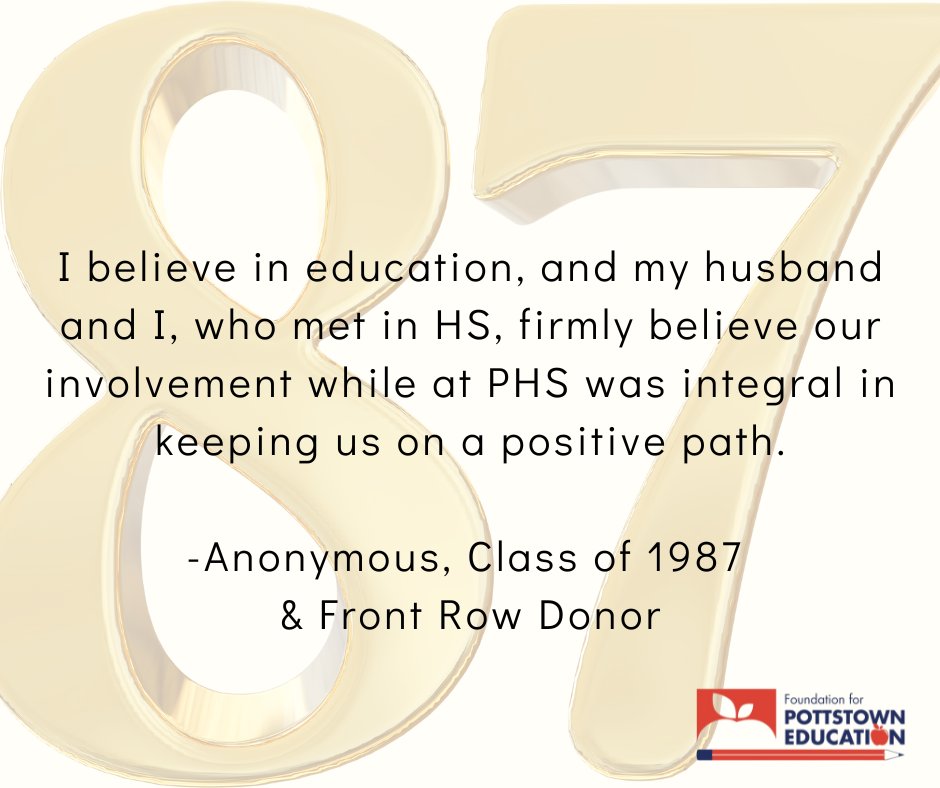 Alumni, we still need your help.  Please support the FPE's Amazing Raise Campaign and help us earn a $10,000 Challenge.  We need at least 25 more Alumni to donate and support the 3,300 students of the Pottstown School District.

To donate: foundationpottstowned.org/donate/