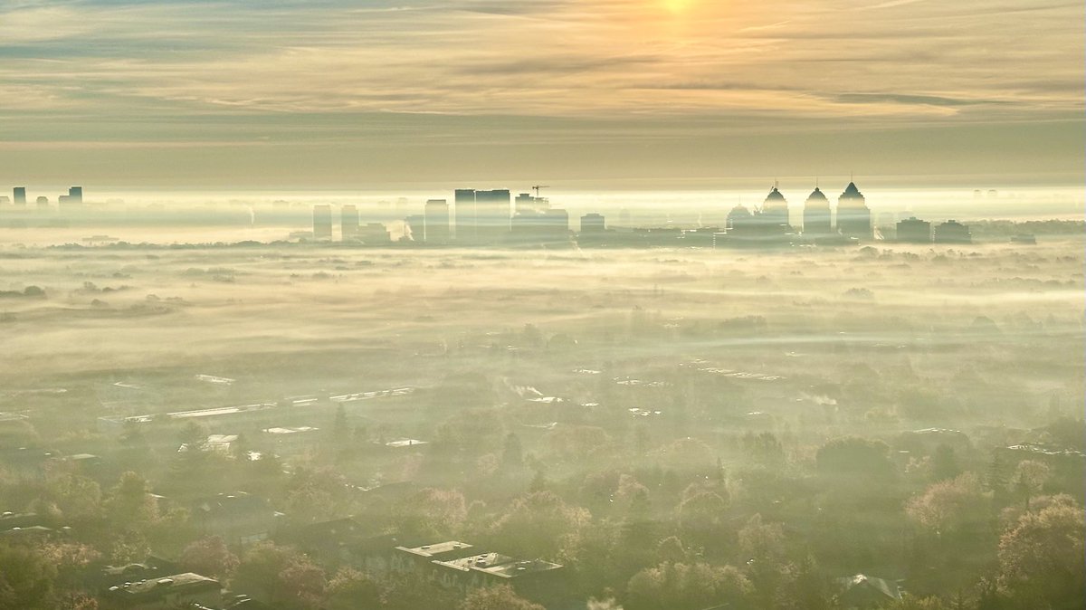 PrismPhotoCA's tweet photo. What a sight! #Toronto is submerged under fogs and clouds! A rare occurrence. ⁦@StormHour⁩ ⁦@blogTO⁩ ⁦@CityNewsTO⁩ https://t.co/vncM4C74lO