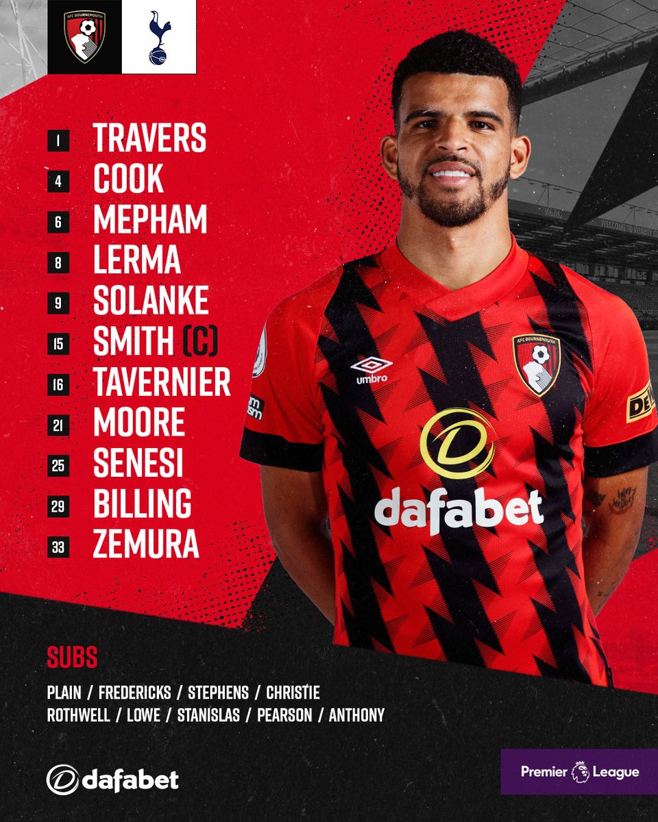 📝 𝗧𝗘𝗔𝗠 𝗡𝗘𝗪𝗦 📝 

🔺 Solanke starts 
🔺 Moore and Zemura also in 
🔺 Plain comes onto the bench 

We're all set for #BOUTOT 🔥🔥