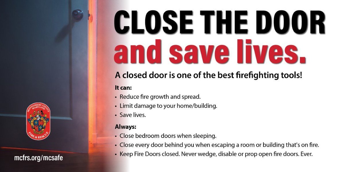 ⬇️It's a critical survival message that @mcfrs fire officials repeat over and over and over. When escaping a fire: Close the door Close the door Close the door . . . It likely saved lives in yesterday's apartment fire! #kids #families #home