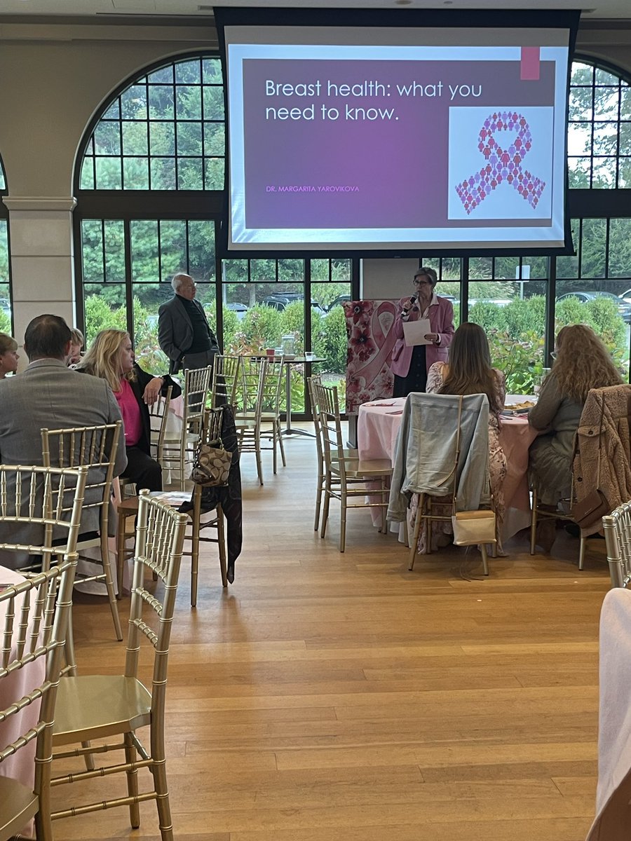 Philoptochos1's tweet photo. Dr. Margarita Yarovikova, an oncologistย from Stonybrook Southampton Hospital andย guest speaker, informed the Philoptochos ladies how best to take care of themselves and each other. All proceeds benefited the Ellen Hermanson Breast Cancer Center at the hospital. #PhiloStrong https://t.co/6s0lq8gxBO