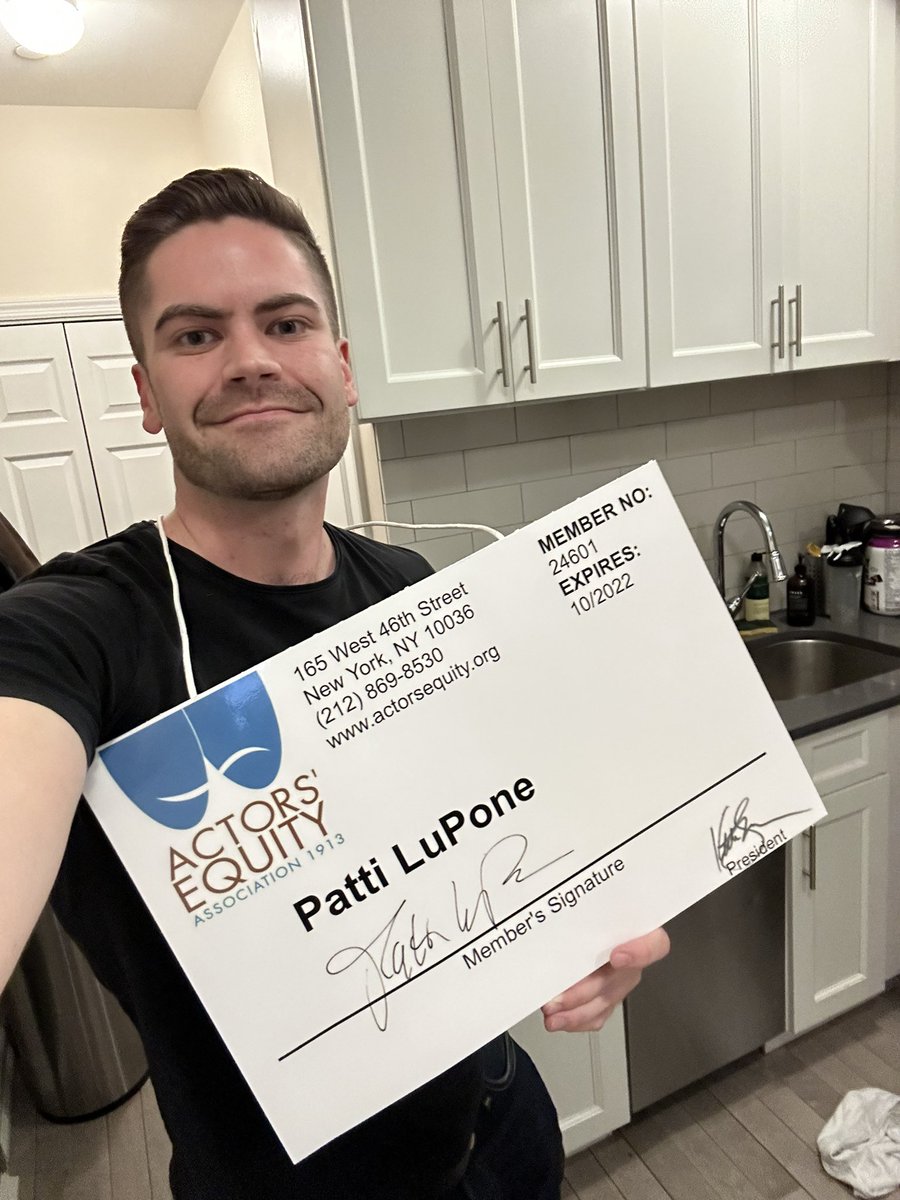 ryanbloomquist's tweet photo. The ghost of Patti LuPone’s equity card https://t.co/X6yuzrDugk