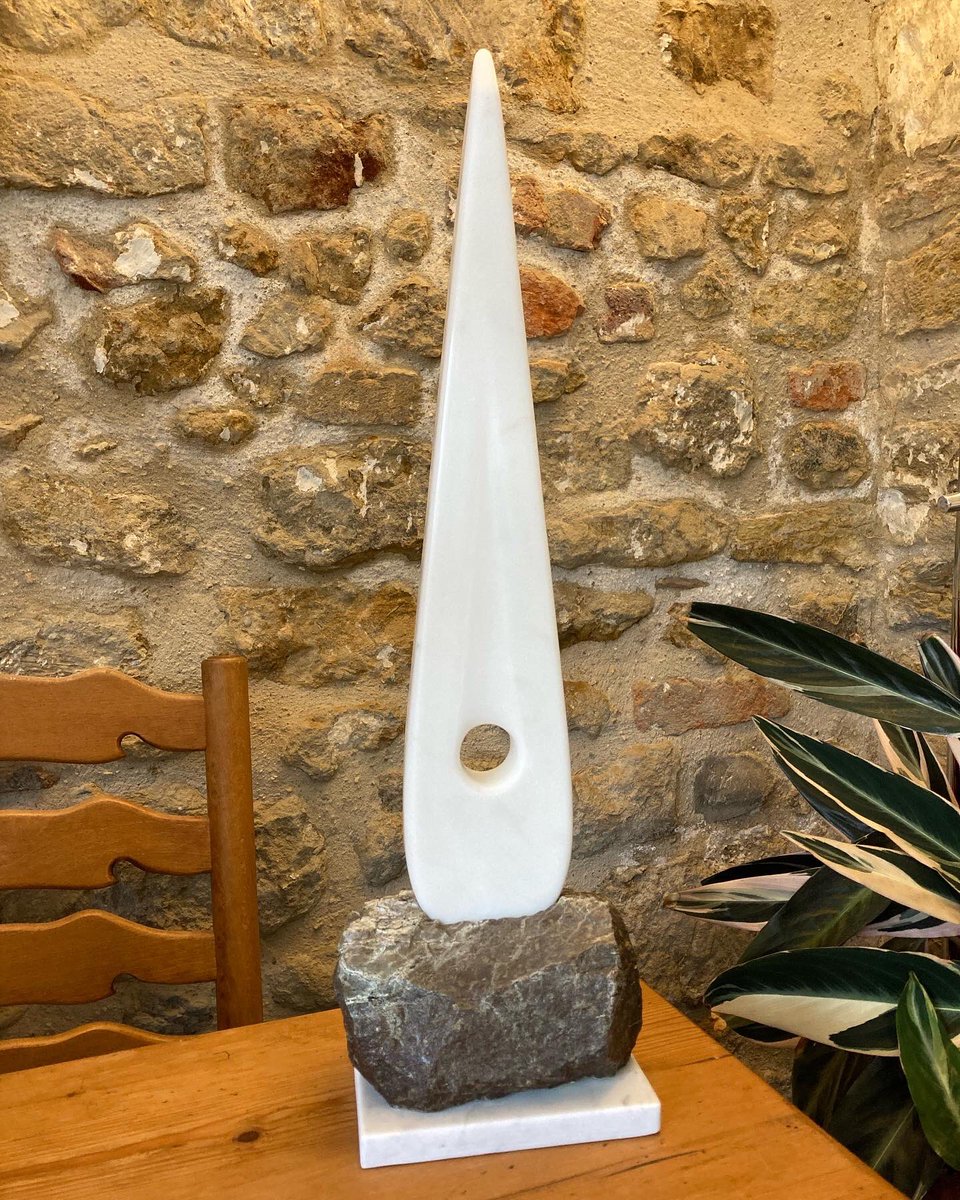 LaniganStone's tweet photo. Emerging Triumphant
(The hole is where the light gets in)
On display @IlminsterArts 
Marble and soapstone on a marble base

#Ilminster #Somerset #SomersetArts #SAW #sculpture https://t.co/ucwqogBx8z