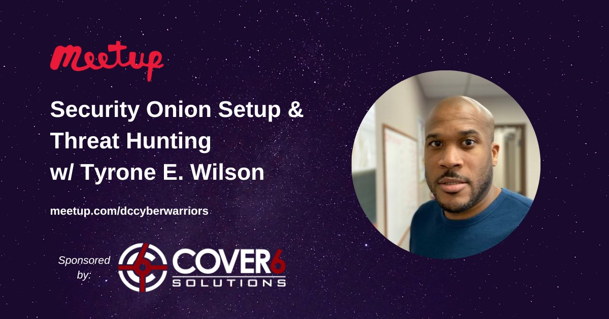 C6SCommunity's tweet photo. Reminder: please join us today at 11 AM ET for our next Meetup event: Security Onion Setup & Threat Hunting. Don't miss our introduction to this powerful security distro! #SecurityOnion #Cybersecurity #InfoSec #Intro2Cyber https://t.co/5ykafZNap5 https://t.co/wOziGF4NZr