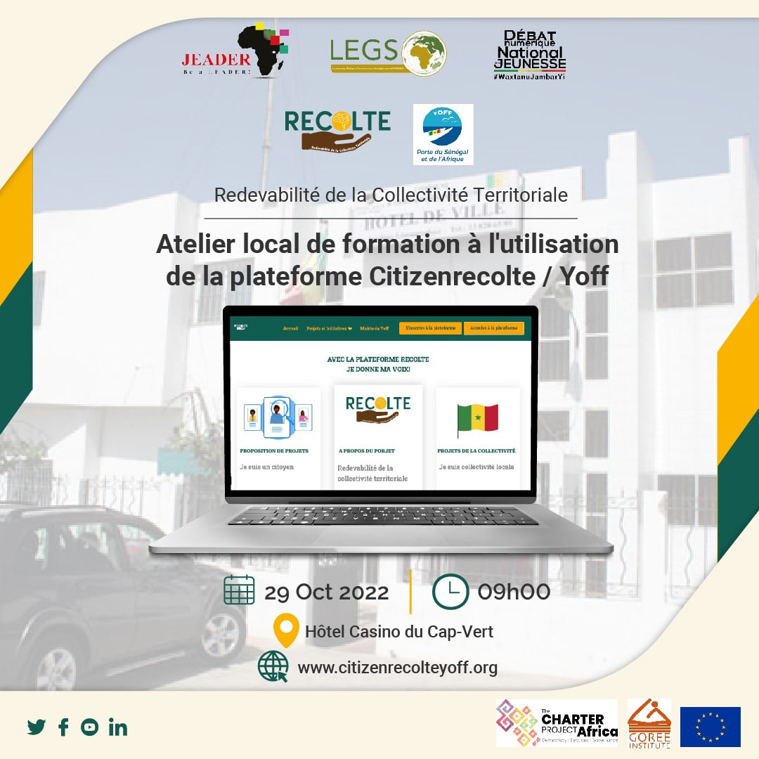 #Citizenrecolte  #Civictech 💻

🚨En DIRECT,
L'atelier local de formation à l'utilisation de la plateforme  citizenrecolteyoff.org, ce samedi 29 octobre, à l'hôtel Casino du Cap-Vert.

Suivez-nous sur 👉🏾bit.ly/3W6XObc
👉bit.ly/3SN1lIV

#RedevabiliteActive #Yoff