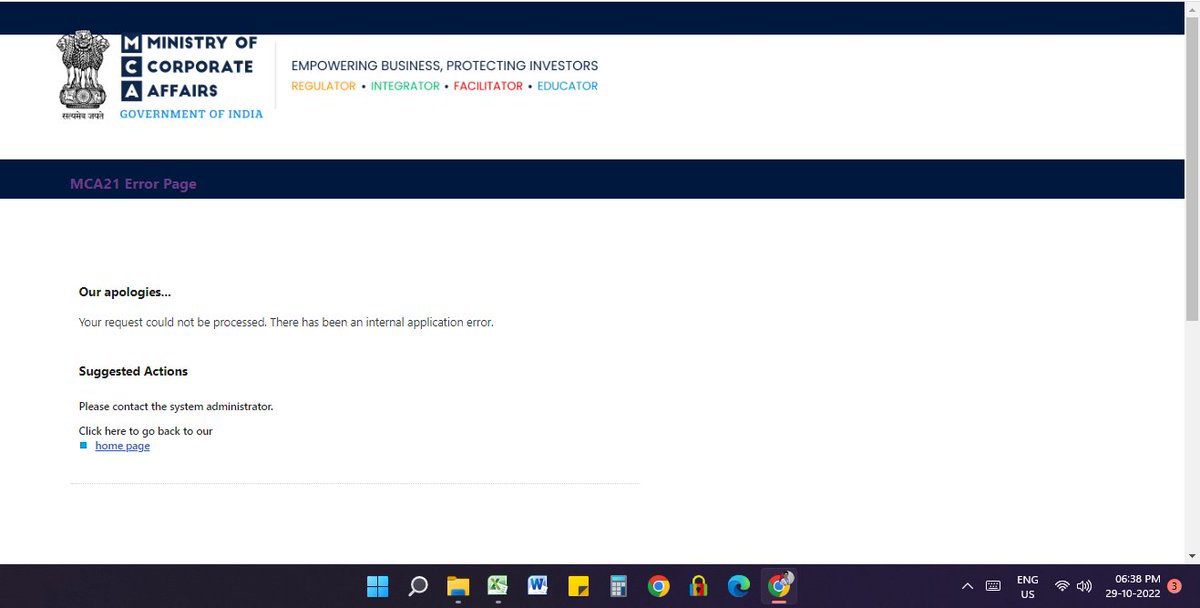 cskishan09's tweet image. #Extend_Due_Date_Immediately 

@MCA21India Please accept that portal is down &amp;amp; waive off additional fees for few days.

#mcaportaldown