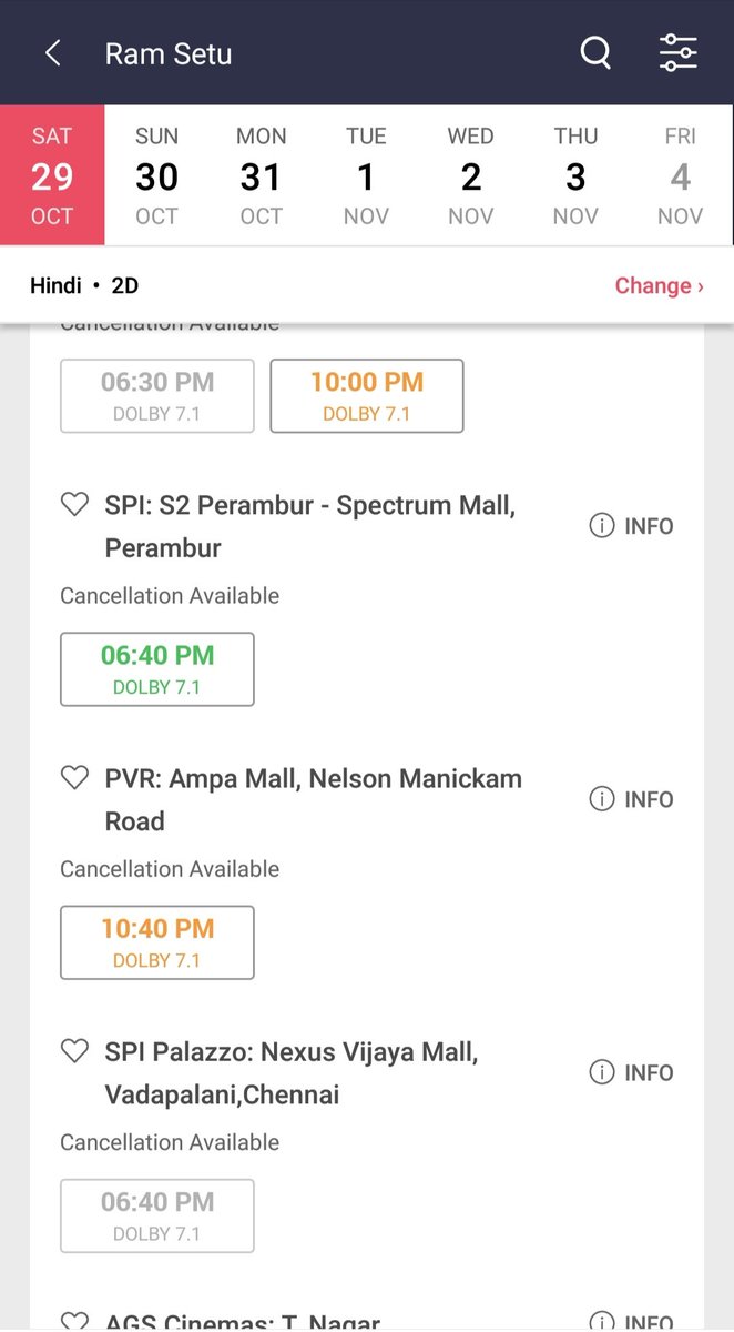 Priyam_Sharmaaa's tweet photo. All the shows of #RamSetu are running housefull in #Chennai..🔥🙏 -Tremendous response..
#AkshayKumar𓃵
#RamSetuBLOCKBUSTER
#RamSetuCollection https://t.co/LXmavEAj9E