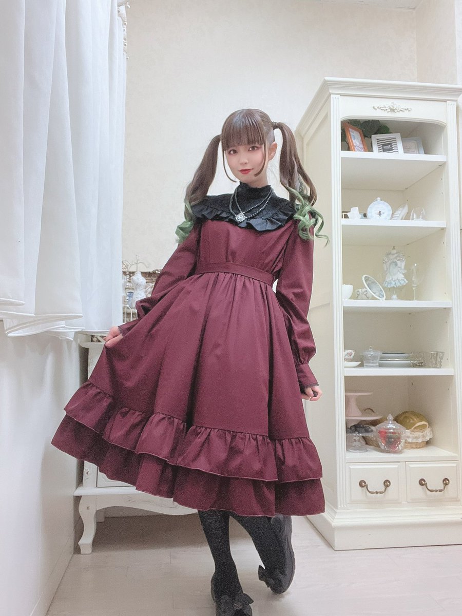 Sheglit クロスリボンフレアワンピース★ボルドー ロリータ Sheglit様❤️Harrietフリルワンピース(ボルドー) 襟は取り外し可能