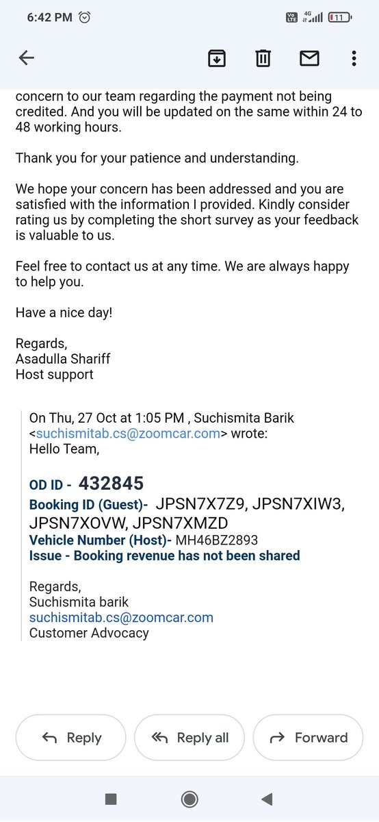 PTugaonkar's tweet photo. @Zoomcar_India It passed even 48 hours but I dint get a call or update from team. Is this the way address the queries? @morang  It's more than two weeks now that I haven't received any payments. https://t.co/oWcyibocN9