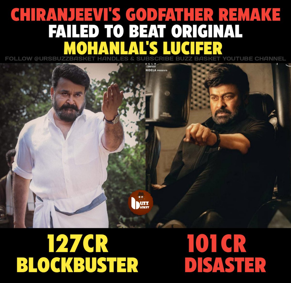 ursBuzzBasket's tweet photo. #Chiranjeevi #SalmanKhan's #GodFather 👎 #Mohanlal #Lalettan #Lucifer #LuciferMovie 🔥 https://t.co/h1UbNanFf0