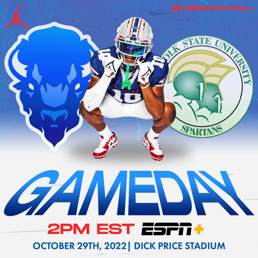 Wake up it's GAME DAY! 🗓 Oct. 29th ⏰ 2:00pm EST 🏟 Dick Price Stadium 📍Norfolk, Virginia 📺 ESPN + #STMDT #HUBisonFootball #CompetitiveExcellence