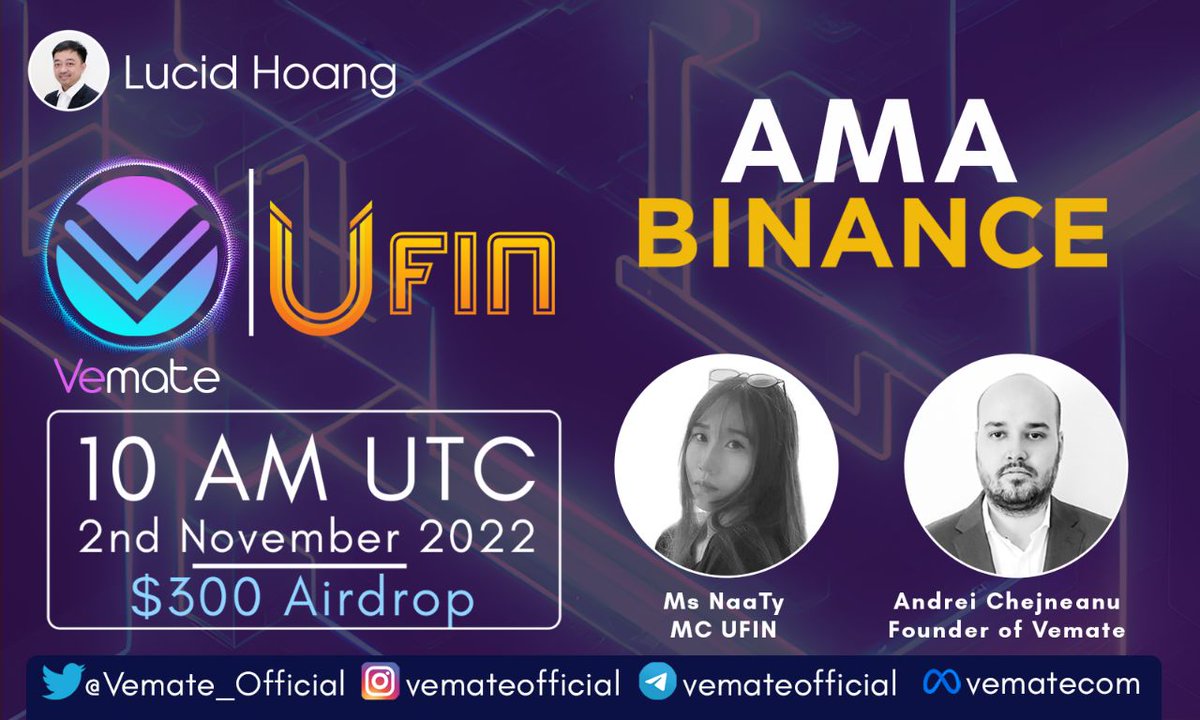 Vemate_Official's tweet photo. Join us for an exclusive AMA meeting with Binance | UFIN!

We know that you are always eager to find out the latest news related to the Vemate project and we appreciate you sticking with us through the bear market.

Where: https://t.co/2d1LtXnQbt https://t.co/C1fLzsaJ6C