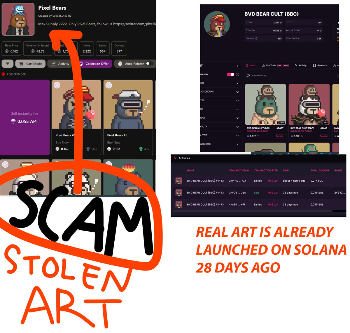 APTOSBEARCULT's tweet photo. @AptosMonkeys Be careful of @pixelbearsapt https://t.co/8UCL8aFkbo