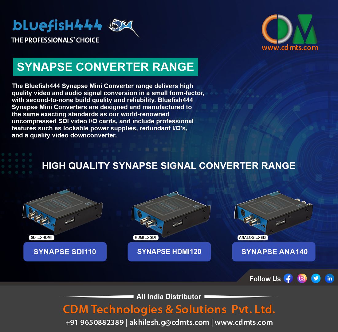 CDMTS's tweet photo. HIGH QUALITY SYNAPSE SIGNAL CONVERTER RANGE
#bluefish #Bluefish444 #converters #converter #input #output #MiniConverter #converterrange #bluefishconverter #video #audio #inputoutputcard #powersupply #SDI https://t.co/sp1otwMxaT