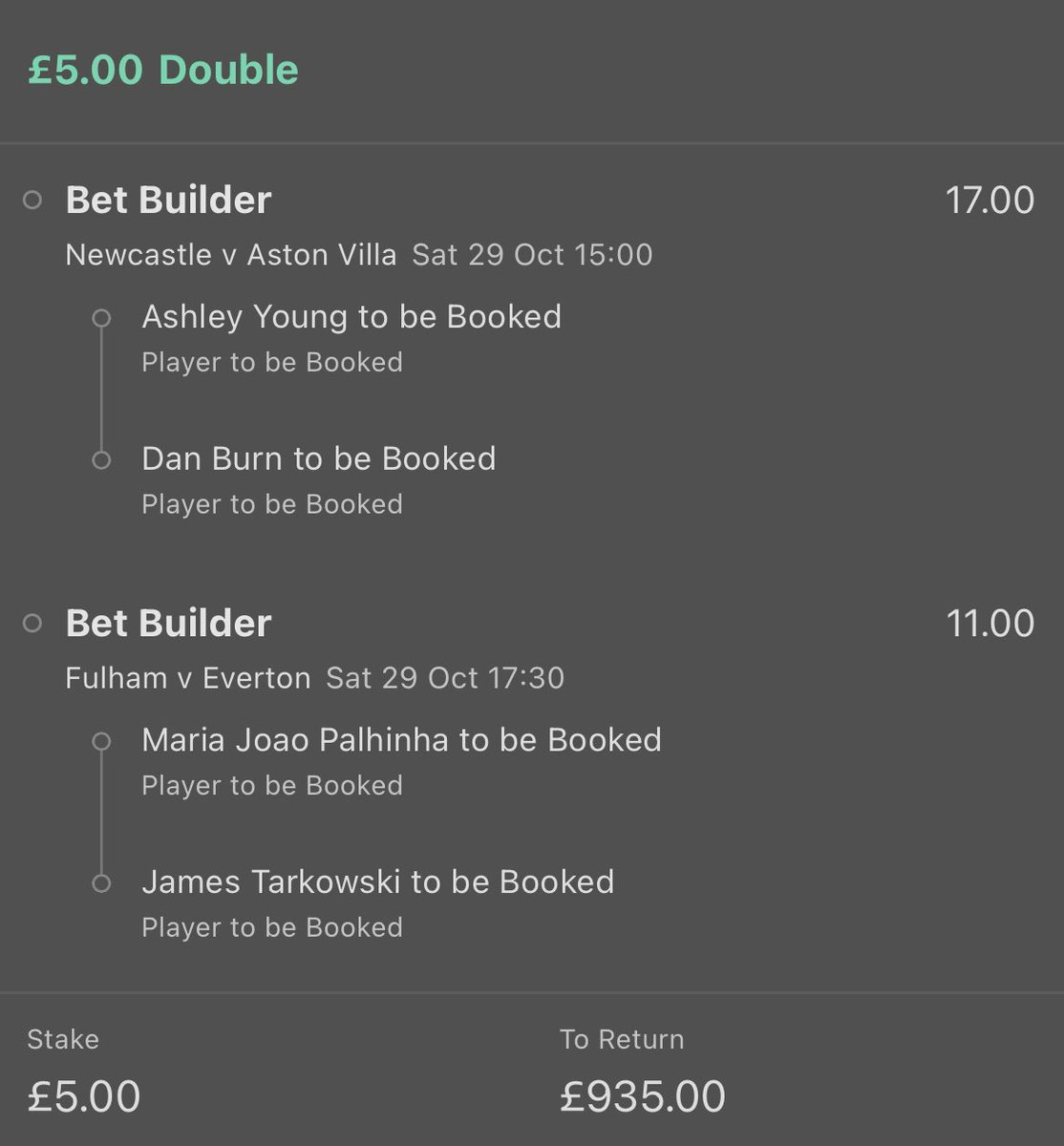 Box2BoxTips's tweet image. 186/1 LONGSHOT

Double double, let’s have it 🟨🟥