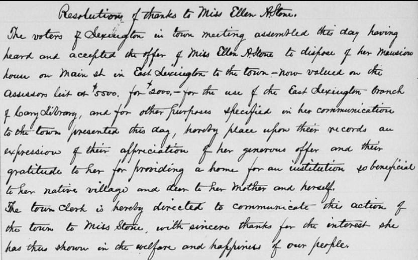LexLyceum's tweet photo. Eli Robbins' daughter Ellen died on October 28, 1890, and left the Town "a half an acre of land in East Lexington", to be chosen by her daughter Ellen A. Stone, as a site for a public reading room.

In 1892, Ellen proposed an alternative, offering the Town her "Mansion House". https://t.co/E6rBfvFFSB