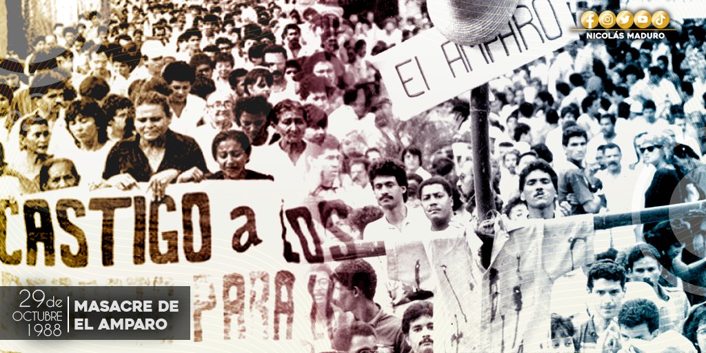 Se cumplen 34 años de la Masacre de El Amparo, crimen que puso en evidencia el carácter represor de los gobiernos de la cuarta república. Rendimos homenaje a las víctimas, y ratificamos el compromiso de proteger a nuestro Pueblo y velar por la paz ¡No volverán!