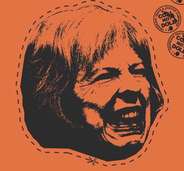 orgreavejustice's tweet photo. #DeathOfJustice #Halloween A disturbing image of Theresa May the #HomeSecretary in 2015 who tricked #Orgreave campaigners into thinking there would be an #OrgreaveInquiry into police violence during the 84/5 #MinersStrike #Tories #scaredofthetruth then &amp; now #OrgreaveJustice https://t.co/End4T57IDL