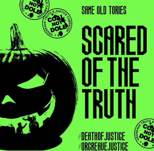 orgreavejustice's tweet photo. #DeathOfJustice #Halloween A disturbing image of Theresa May the #HomeSecretary in 2015 who tricked #Orgreave campaigners into thinking there would be an #OrgreaveInquiry into police violence during the 84/5 #MinersStrike #Tories #scaredofthetruth then &amp; now #OrgreaveJustice https://t.co/End4T57IDL