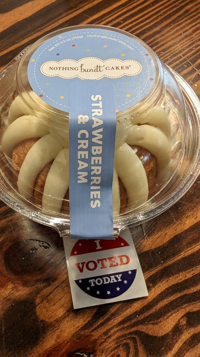 We voted early the other day and celebrated with a Bundtlet from <a href="/nothingbundt/">Nothing Bundt Cakes</a>. Saving the full size for when <a href="/JonesForAR/">Chris Jones</a> wins!