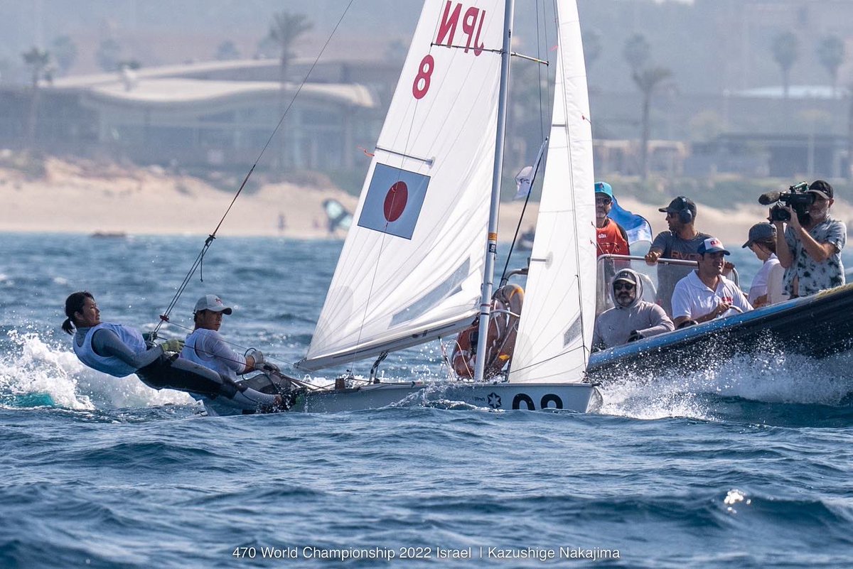 jpn470class's tweet photo. 470World Championship2022 Israel
メダルレース
岡田/吉岡組も大接戦の末、3位でフィニッシュ！
総合7位へあげて大会を終えました。

7位：岡田・吉岡組／102pt
16位：磯崎・関組／117pt
28位：高山・盛田組／159pt
36位：吉田・木村組／106点

【公式HP結果】
https://t.co/dVMj5iqS8Q

#470class https://t.co/UHwNjf26YF