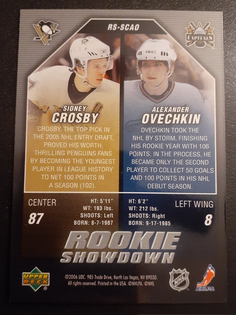 johnnyblazenj's tweet photo. @Hoerner1st2018 @TonysCards @ZiggyCards @Chukars @lawmanbs1 Looking to possibly trade this Dual Crosby/Ovechkin 3D Dual Rookie Showdown.  DM if interested https://t.co/XaG3DY0SxT