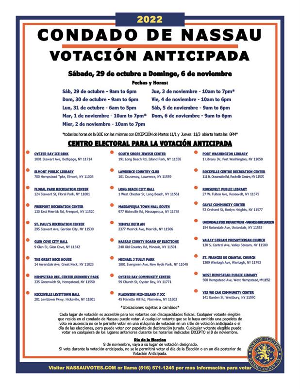 Your rights are on the ballot this midterm election. You can vote early starting TODAY from 9-6 at these locations in Nassau County. Make sure your voice is heard by casting your vote!