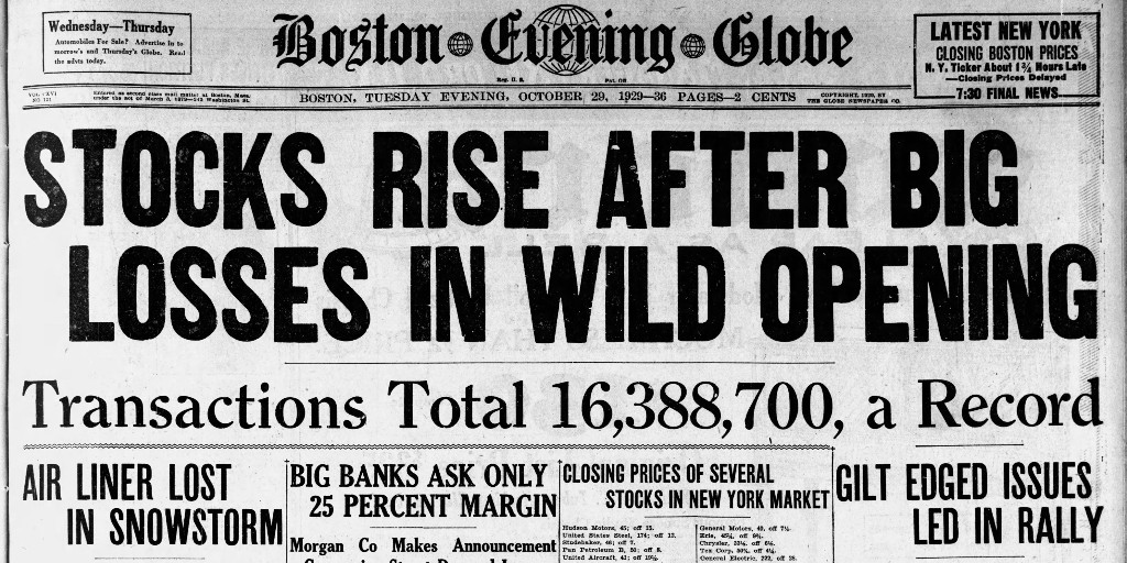 Stock Market Crash 1929 Headline
