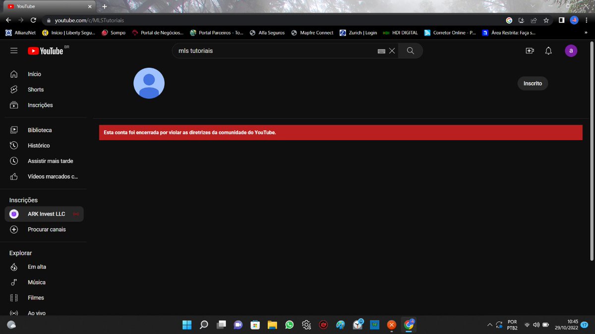 MarcosLopesde10's tweet photo. @TeamYouTube @YouTubeBrasil Fui Hackeado pelo ARK Invest LLC, conforme foto anexa e depois encerrou a conta por violar as diretrizes do Youtube. Por favor me ajudem a recuperar minha conta https://t.co/H36fjpoxak
