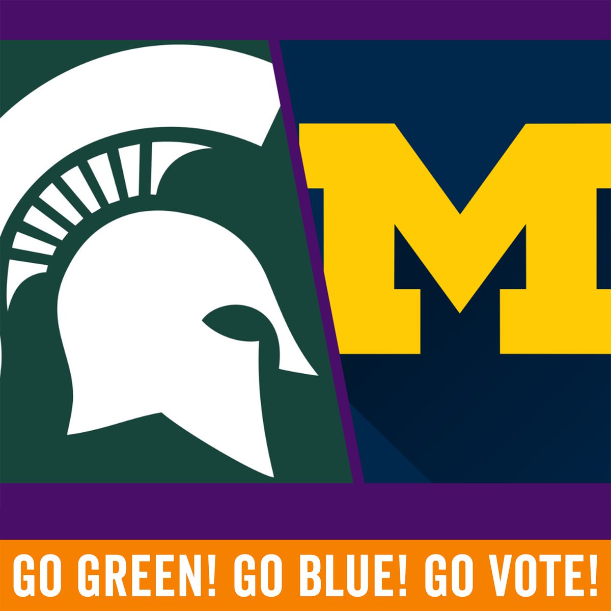 Go Green! Go Blue! Go VOTE! Whether you show up for Michigan or Michigan State today, make sure you show up at the polls and vote #YesOn3-a common-sense proposal for #ReproductiveFreedom that we can all get behind. Visit Michigan.gov/vote to make sure you're ready on 11/8!