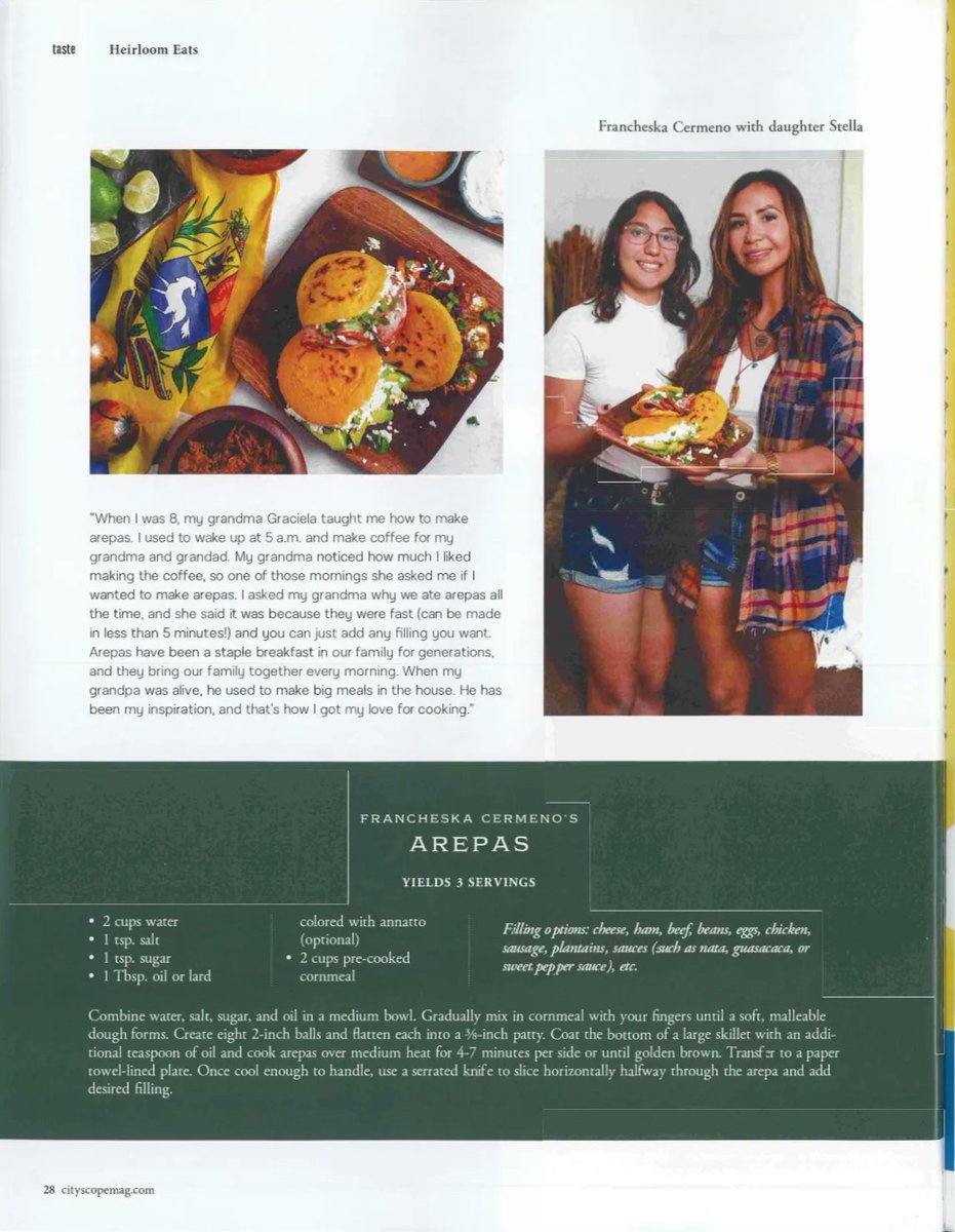 Employee Shout-out! Our Bilingual Specialist, Francheska Cermeno, was featured in @cityscopemagazine for her family arepas recipe! Congratulations, Francheska!