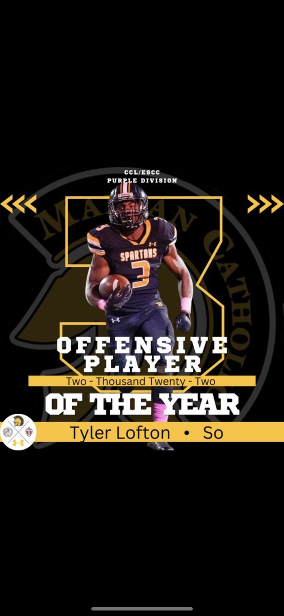 Offensive player of the year in the CCL/ESCC purple @3tyx_ 2025. Had a monster sophomore season with 138 carries, 1,243 yards and 16tds. Averaged 9 ypc. Only the beginning. @LopezMchs @EDGYTIM @CoachBigPete @AllenTrieu @PRZJordan @hsfbscout @LemmingReport @michaelsobrien