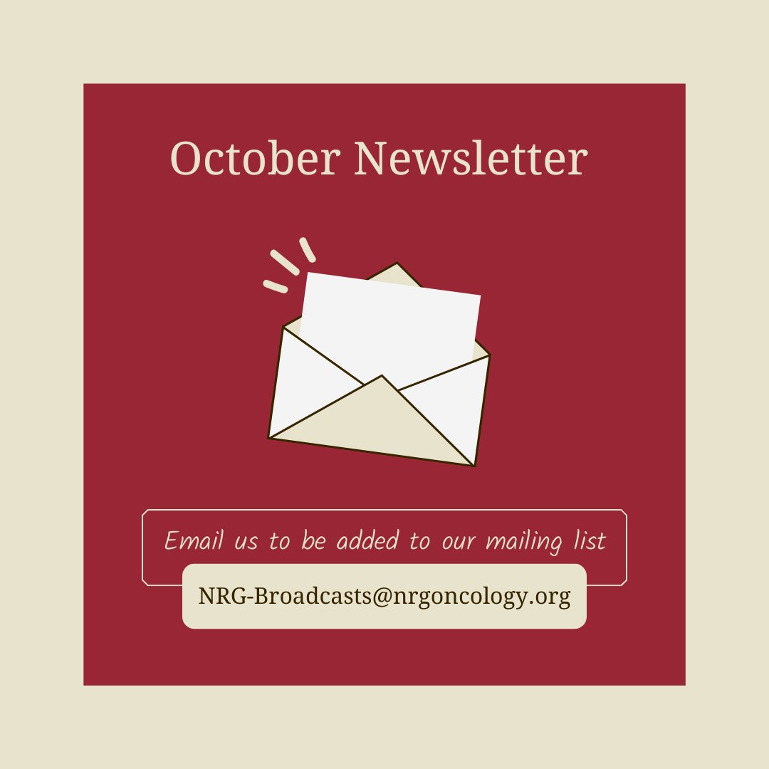 Catch up on all things NRG Oncology by checking out our October eNewsletter, #Currents. The issue is available by clicking here: ow.ly/25tn50Lov7b