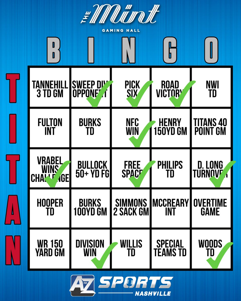 Which #TitanBingo boxes will get their ✅ today… some pretty good opportunities in Houston Follow @mintgaminghall for prizes when we hit BINGO!