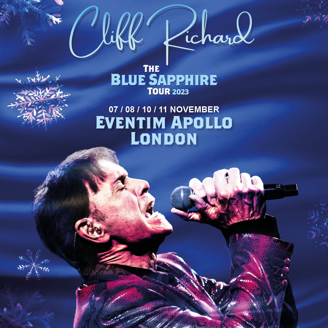 #AXSNEW Sir Cliff Richard has announced 4 nights at @EventimApollo for November 2023, part of his Blue Sapphire Tour! Don't miss your chance to see the pop icon live in concert! ⏰ Tickets are on sale now 🎫 w.axs.com/OC1a50Ln1JH