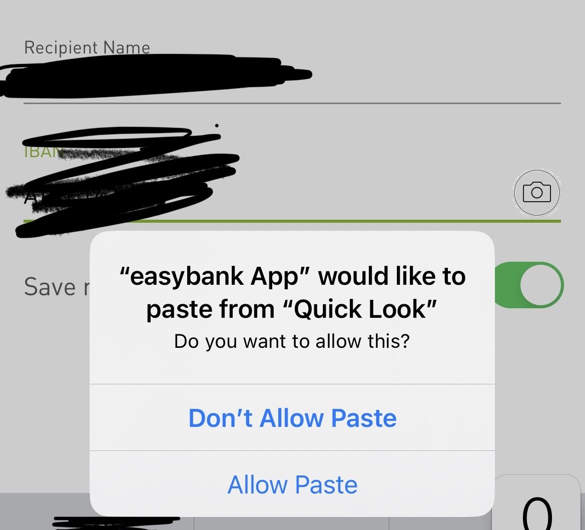 Liebe #easybank,

Ich weis ihr seit immer um ux Verbesserungen bemüht. Leider muss ich beim eingeben von ibans seit heute bei jeder Ziffer nein bestätigen. 

Das ging in die falsche Richtung von Verbesserung.