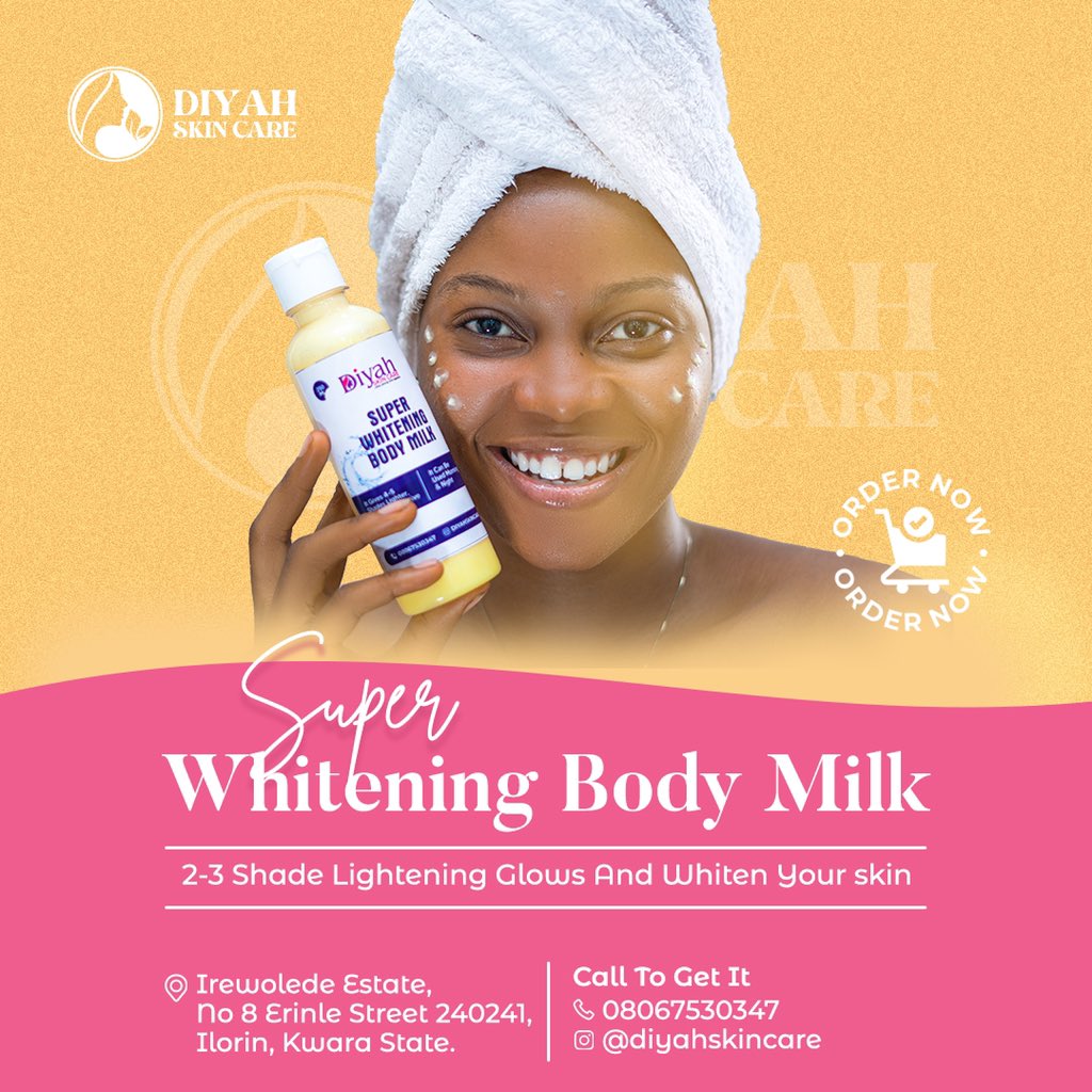 Nini_styles__'s tweet photo. Get our Super whitening body milk cream ,it gives 2-3 shade light,it glows and whiten your skin beyond expectations leaves your skin flawless ,visit us now @Irewolede Estate
8 Erinle Street 240241 ,Ilorin ,Nigeria or call 08067530347
#diyahskincare 
#missafriculture https://t.co/XLQoiQbXOg