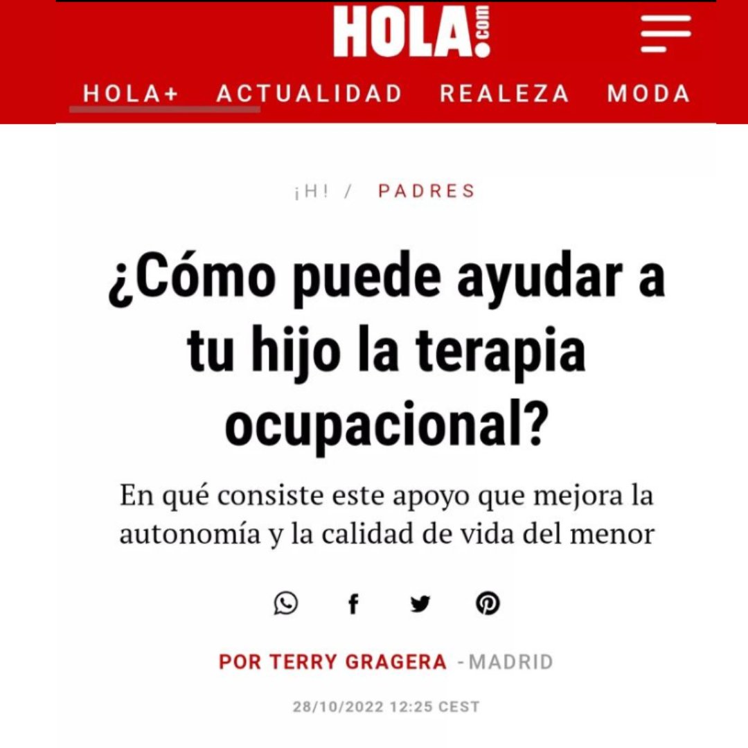 COPTOCAM's tweet photo. Repost Colegio Profesional de Terapeutas Ocupacionales de Aragón: @coptoa
Artículo en @hola https://t.co/74xDaH0jpg
#miDiaMundialTO #COPTOA #worldotday22
@ConsejoTO https://t.co/nz0KoITXIR