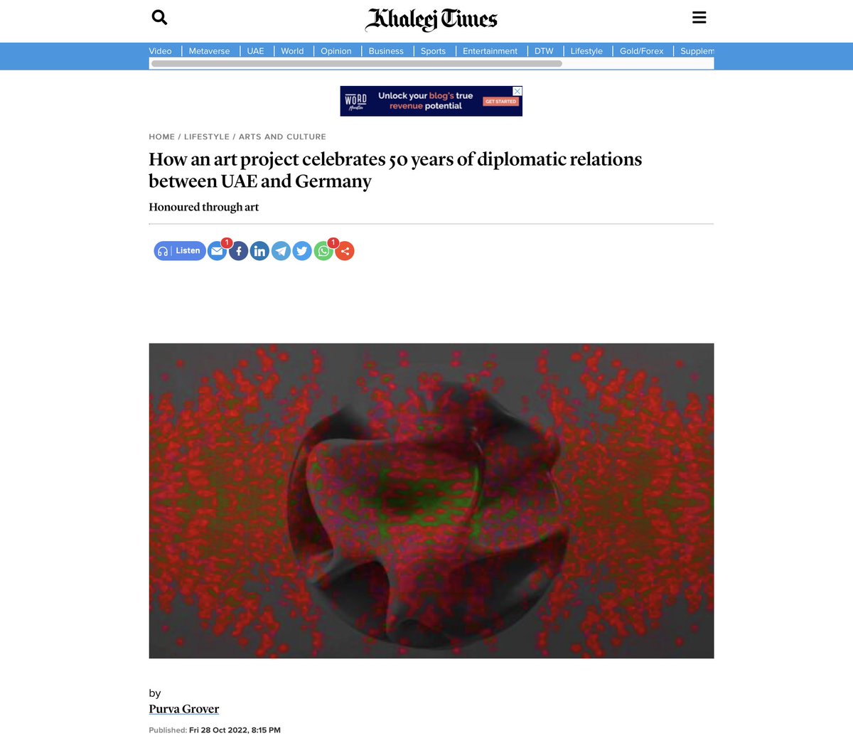 The German Consulate General in Dubai and the German Embassy in Abu Dhabi commissioned me to create art to honour the 50 years diplomatic relationship between Germany and the UAE.

Thank you <a href="/purvagrover/">purva grover</a> and <a href="/khaleejtimes/">Khaleej Times</a> and <a href="/wkndmag/">wknd. magazine</a>  for the wonderful coverage.