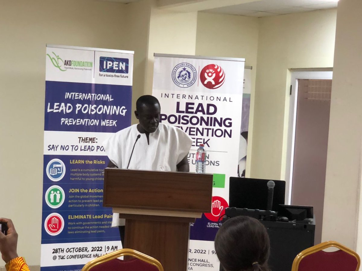 akofoundation's tweet photo. AKO Foundation marks the #ILPPW with  a national stakeholders’ forum on the theme "SAY NO TO LEAD POISONING ". This is to support legislative policy and behavioural changes to achieve the elimination of lead hazards in all forms in Ghana.
@ToxicsFree @IpenYouth @mestighofficial https://t.co/cvDs8mn0cA